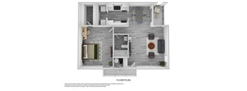 1x1 754 sqft floorplan at Mission Palms Apartments in Tucson Arizona