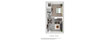 a stylized floor plan of a 1 bedroom floor plan