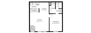 floor plan of the first floor of a small house