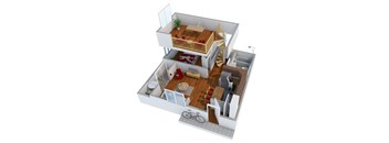 1 bedroom loft floor plan image at Nine90 Apartments in Tucson AZ