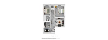 2 Bedroom 1 Bathroom floorplan at Heights at Tramway Apartments