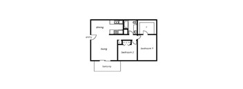2 bedroom 1 bathroom floor plan at The View At Catalina Apartments in Tucson, AZ