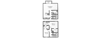 2 bedroom 1 bathroom floor plan at Wellington Estates in San Antonio, TX