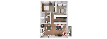 2 bedroom 2 bathroom floor plan at Villa Toscana Apartments in Phoenix, AZ