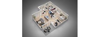 a 3d floor plan of a house