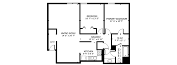 a floor plan of a house with a bedroom and a living room