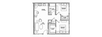 2bedroom floorplan at Streamliner 16th Apartments in Phoenix Arizona