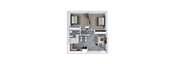 Two Bedroom One Bathroom Floorplans at Williams Gateway Apartments