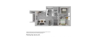 2x1 Two Bedroom One Bathroom at River Oaks Apartments