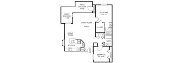 A black and white image of a floor plan for a house.