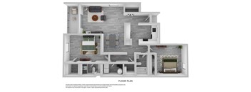 2x2 1167 sqft floorplan at Mission Palms Apartments in Tucson Arizona