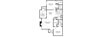 A black and white image of a floor plan for a home.
