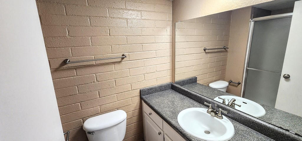2x2 Downstairs Brown Upgrade Main Bathroom at Mission Palms Apartment Homes in Tucson AZ