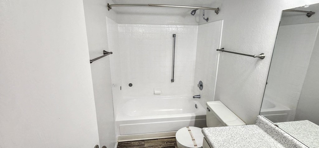2x2 Downstairs Bryten Upgrade Guest Bathroom at Mission Palms Apartment Homes in Tucson AZ