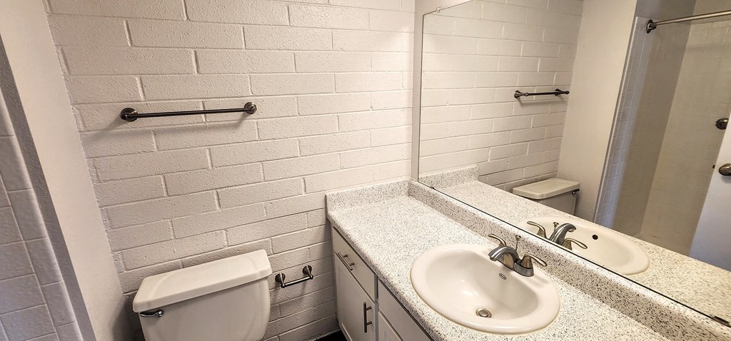 2x2 Downstairs Bryten Upgrade Main Bathroom at Mission Palms Apartment Homes in Tucson AZ