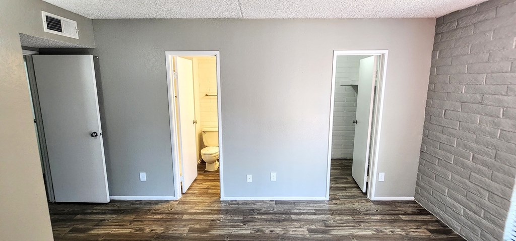 2x2 Downstairs Bryten Upgrade Main Bedroom with Closet and Bathroom at Mission Palms Apartment Homes in Tucson AZ