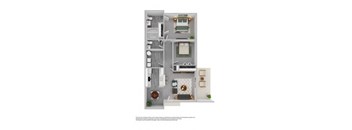 a 1 bedroom floor plan  503 square feet