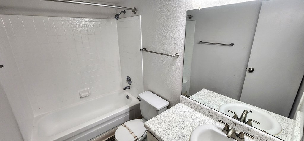 2x2 Upstairs Bryten Upgrade Guest Bathroom at Mission Palms Apartment Homes in Tucson AZ