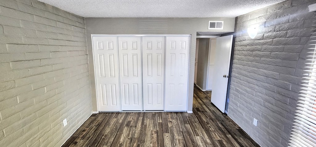 2x2 Upstairs Bryten Upgrade Guest Bedroom with Closets at Mission Palms Apartment Homes in Tucson AZ