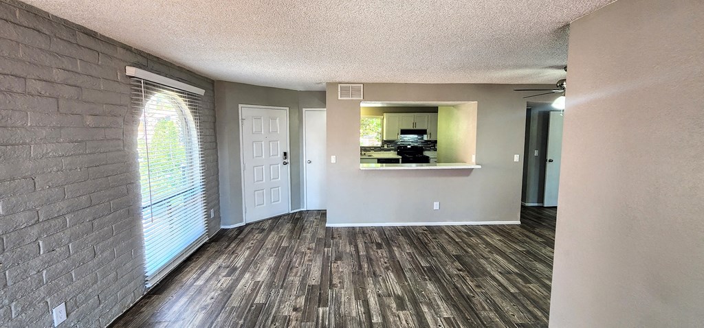 2x2 Upstairs Bryten Upgrade Living Room at Mission Palms Apartment Homes in Tucson AZ