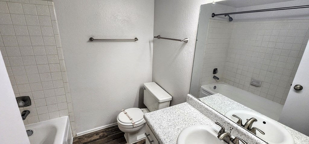 2x2 and a half Bath Bryten Upgrade Second Main Bathroom at Mission Palms Apartment Homes in Tucson AZ