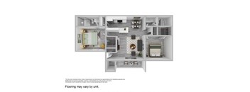 2x2B Two Bedroom Two Bathroom at River Oaks Apartments