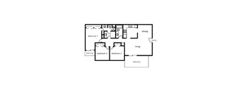 3 bedroom 2 bathroom floor plan at The View At Catalina Apartments in Tucson, AZ