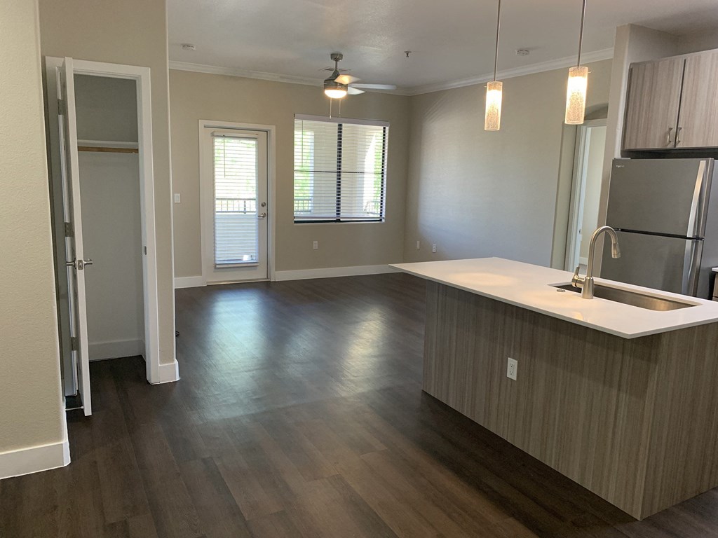 Living room and kitchen of renovated 3bedroom at Trails at San Tan in Gilbert AZ