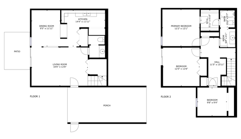 a floor plan of a house with two different floors