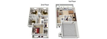 4 Bedroom 1807 Sq Ft floor plan image at Villa Contento Apartments in Scottsdale AZ