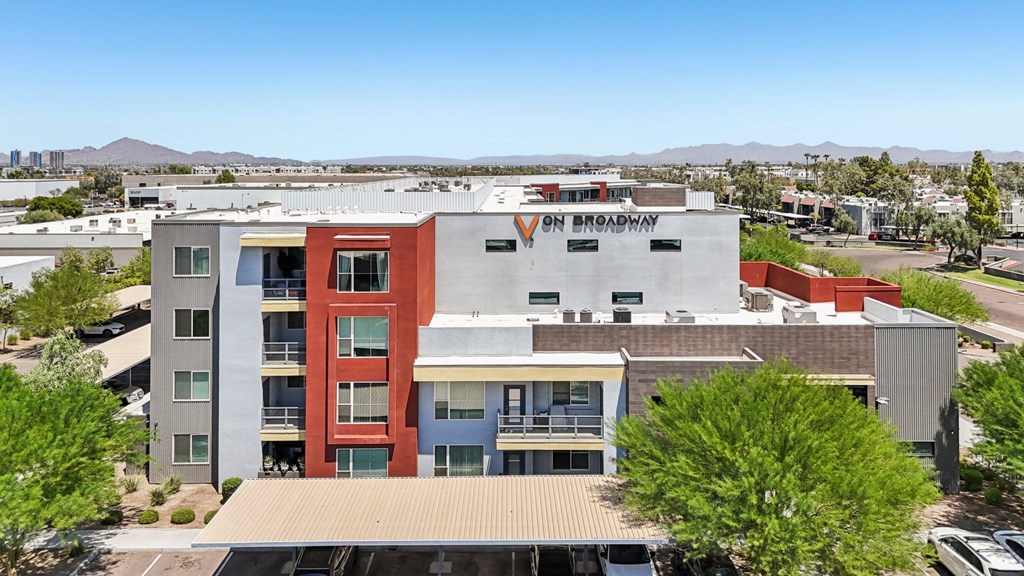 A building with the words "ON BROADWAY" on it.
