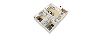 a 3d drawing of a floor plan of a house
