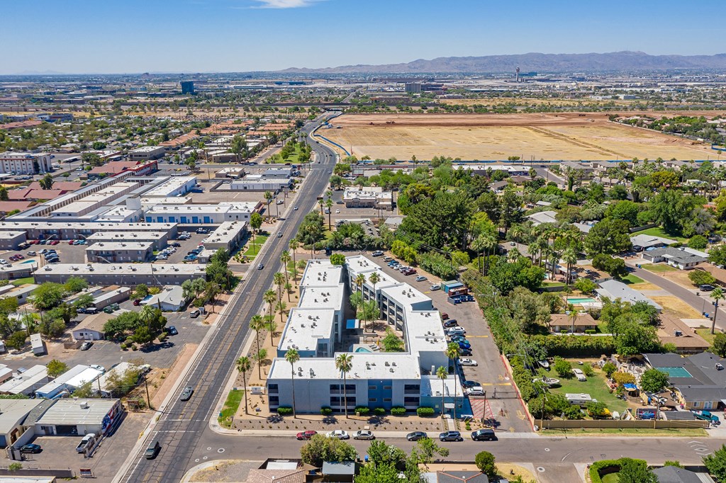 Aerial Exterior area at Arcadia Lofts in Phoenix AZ Nov 2020