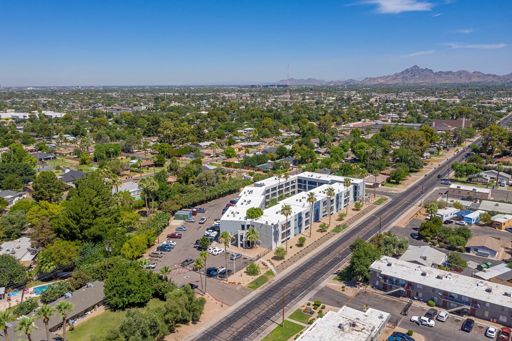 Aerial Exterior view 2 at Arcadia Lofts in Phoenix AZ Nov 2020