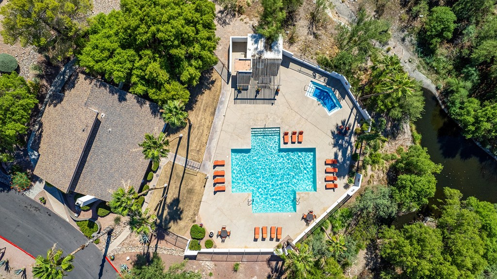 Aerial Pool View at Sunrise Ridge Apartments in Tucson AZ
