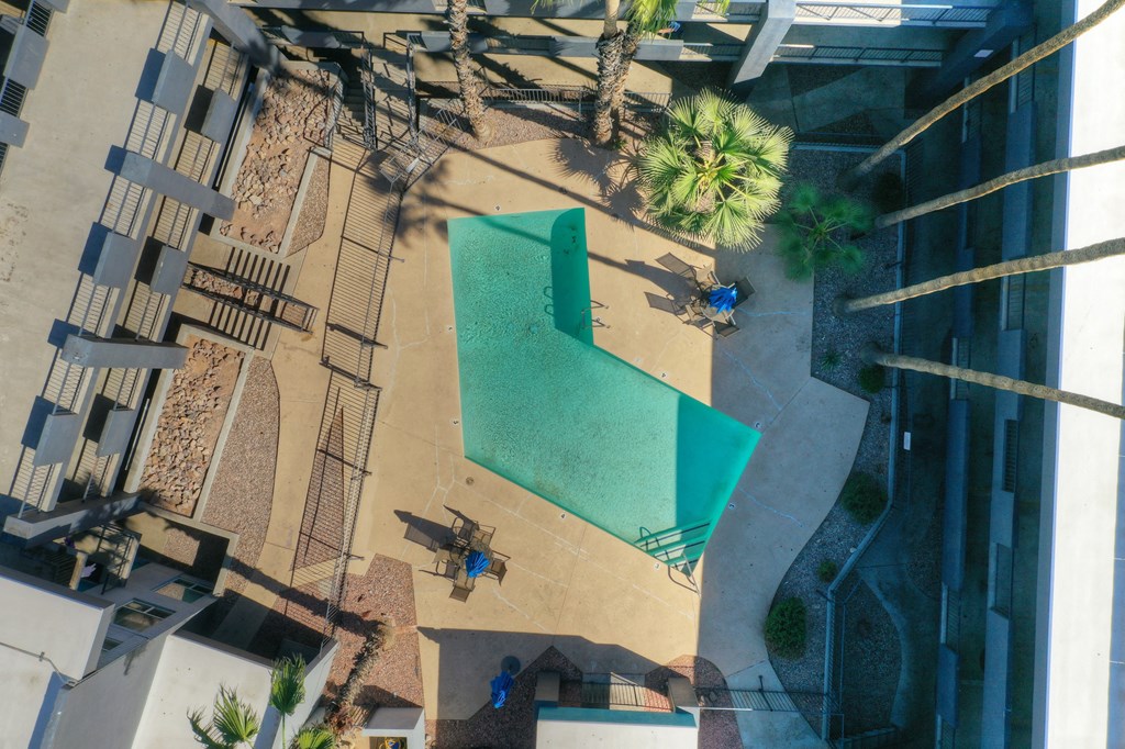 Aerial Pool at Radius Apartments in Phoenix AZ Nov 2020