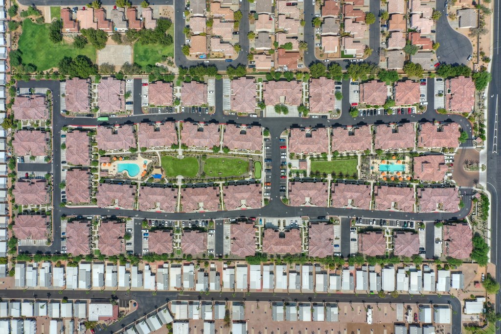 Aerial community at Bella Victoria Apartments in Mesa Arizona January 2021
