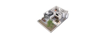 Alcove 1 bedroom 2 bathroom floor plan at Palm Valley Villas in Goodyear, AZ