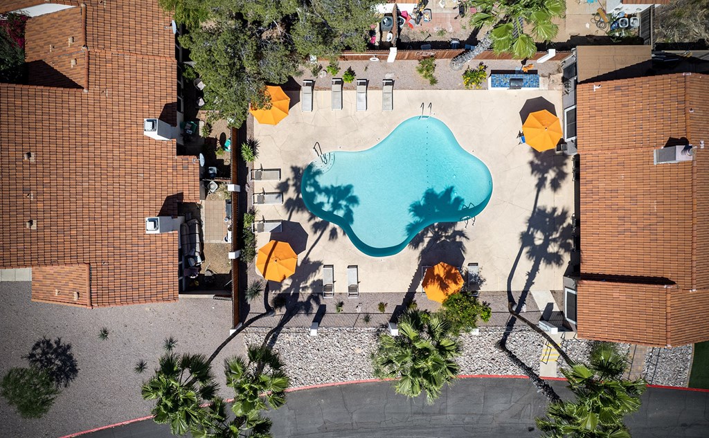 Arerial Pool View at Orange Tree Village Apartments in Tucson AZ