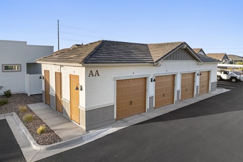 AAA garage doors are closed.