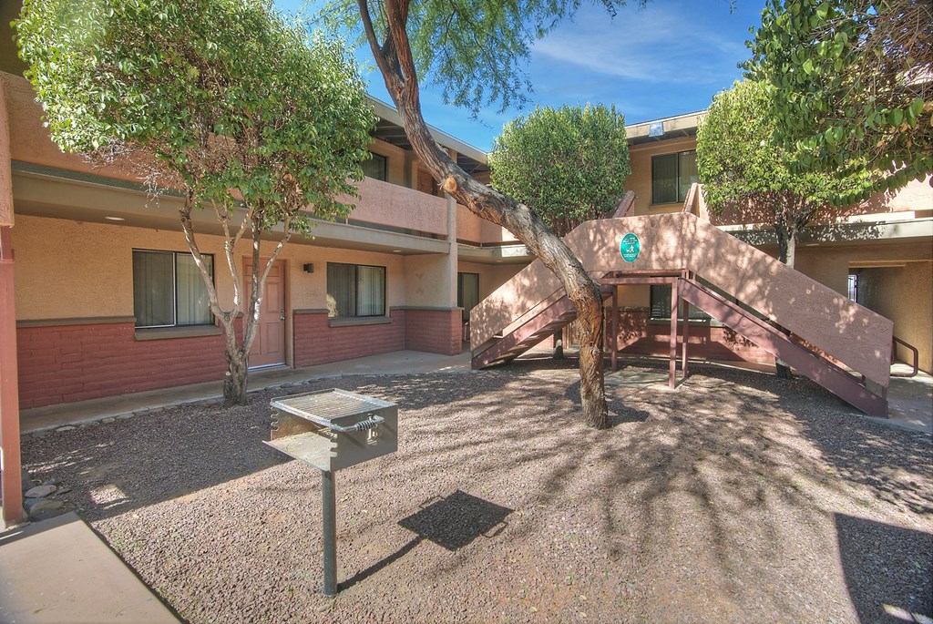 BBQ grills at San Simeon Apartments in Tucson AZ November 2020