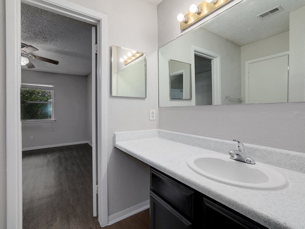 Bathroom Vanity at The Villas at Quail Creek Apartments in Austin Texas June 2021