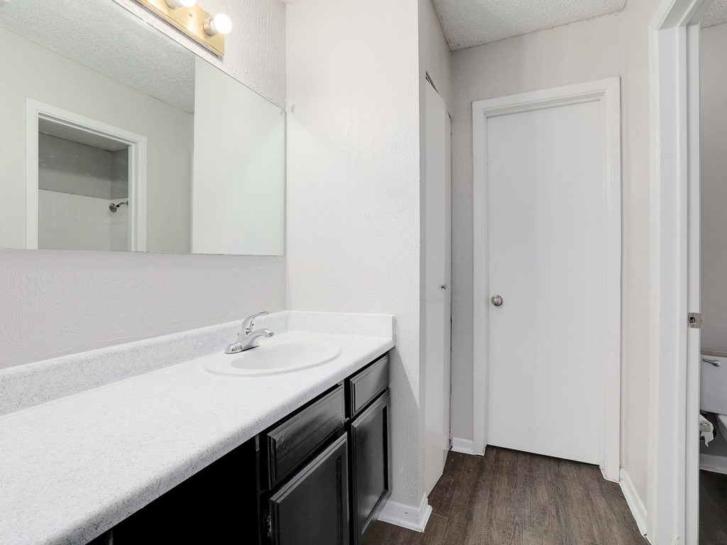 Bathroom Vanity at The Villas at Quail Creek Apartments in Austin Texas June 2021