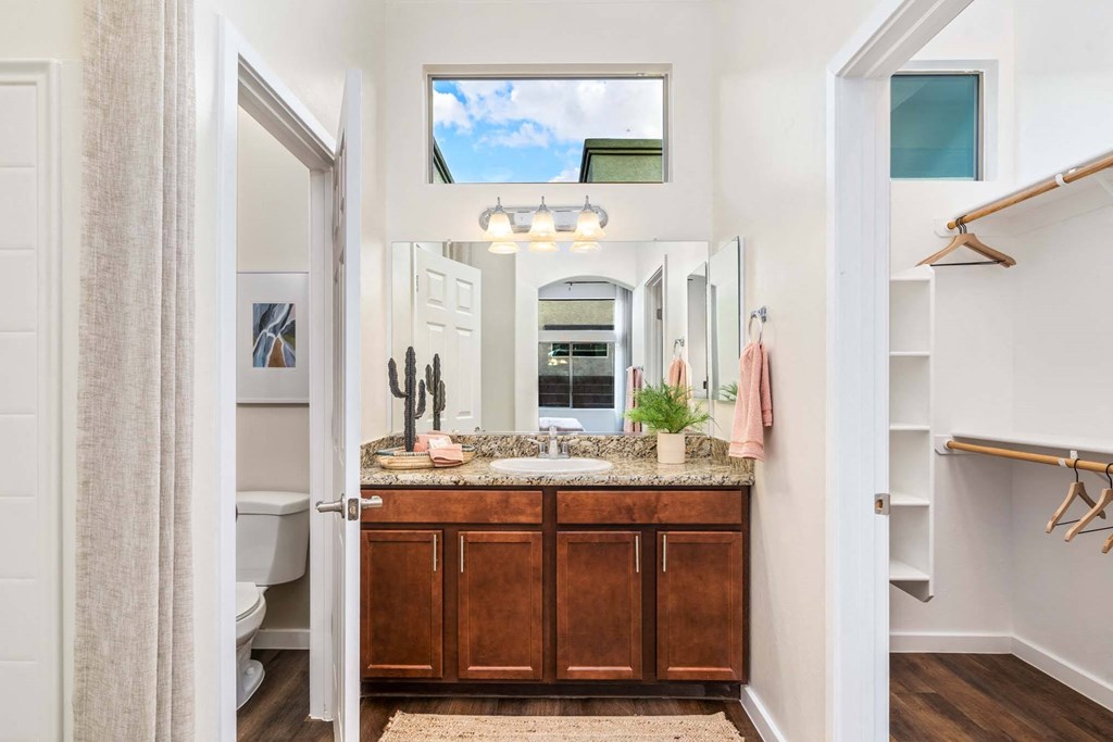 Bathroom with Closet at Avilla Marana Apartment Homes in Tucson Arizona