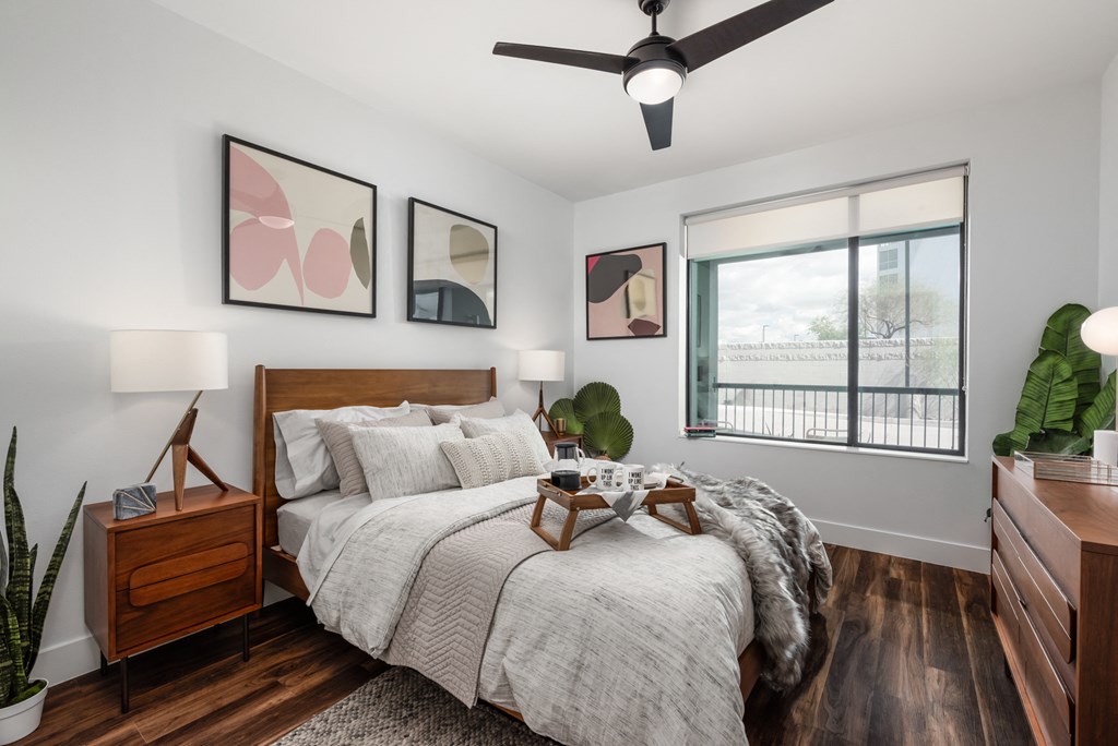 Bedroom at Trovita Rio Apartments in Tempe AZ June 2021