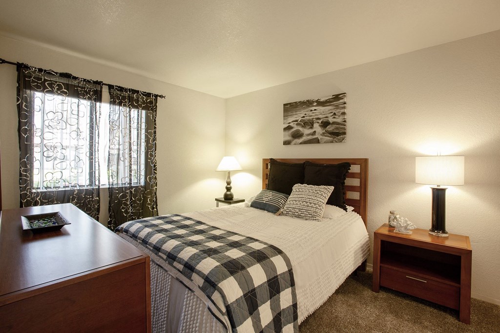 Bedroom at Whispering Sands Apartments in Albuquerque
