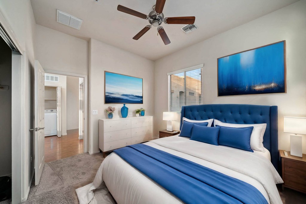 Bedroom with Ceiling Fan at Avilla Preserve Apartment Homes in Tucson Arizona