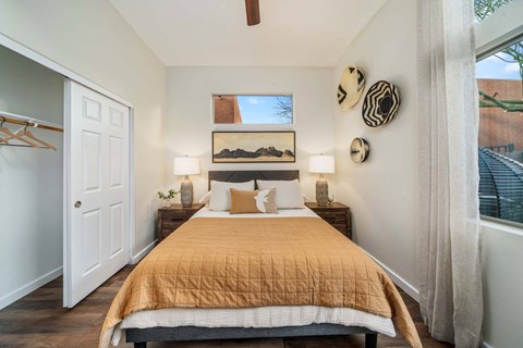 Bedroom with Private Backyard View at Avilla Marana Apartment Homes in Tucson Arizona