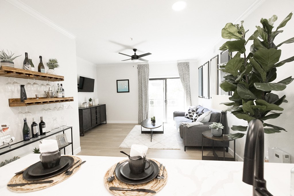 Breakfast Bar and Living Room at Haven Townhomes at P83 in Peoria Arizona