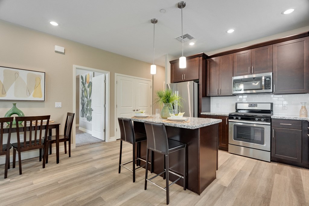 Breakfast bar at Bella Victoria Apartments in Mesa Arizona January 2021